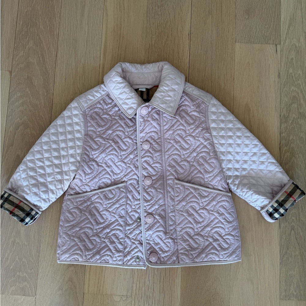 Burberry Kids Quilted Pea Coat - Light Pink